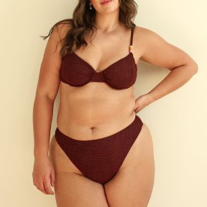 Mocha Crinkle Underwire Cheeky Set
