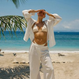 Ivory Button Up Pant Set